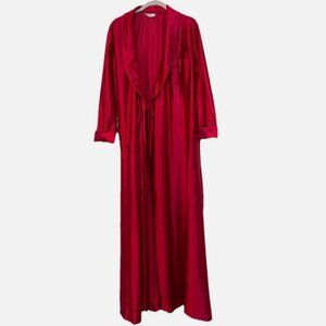 Miss Elaine Red Satin Robe Large Nylon Full Length Vintage